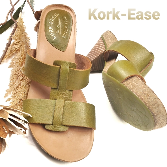 Kork-Ease Shoes - KORK-EASE Tan Lime Green Strappy Sandals 8m / 39